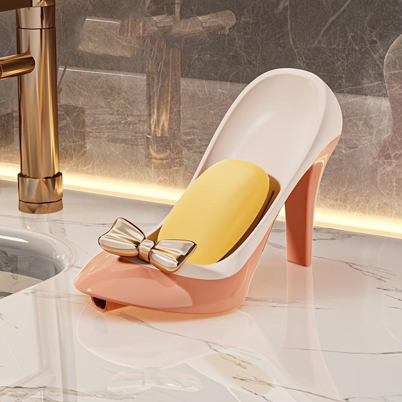 

Suction Cup High Heel Soap Dish – Lightweight & Non-Slip, Oval Plastic Holder for Bathroom Counter – Bathroom Decor помаранчевий