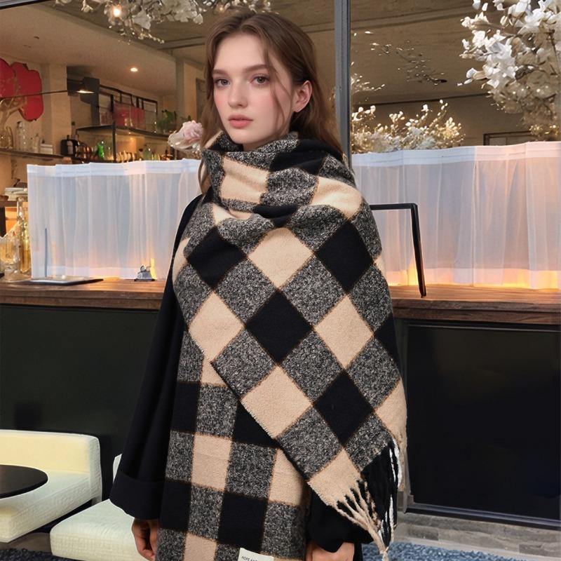 Imitation Cashmere Scarf Women's Fashion Autumn and Winter High-end Plaid Scarf New Men's Scarf Shawl
