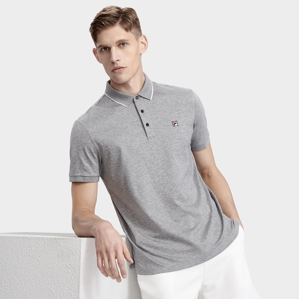 FILA 2023 Summer New Business Short Sleeve Polo Shirt Men tops Light-Black Gray F11M321106FMG