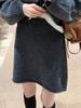 Winter 2025 Gray Wool Knitted Hip-Hugging Skirt for Women - Short, Base Layer Design