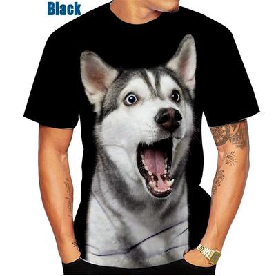 Summer Round Neck 3D Husky Print Top Fashionable Casual Loose Short Sleeved Men's T-shirts