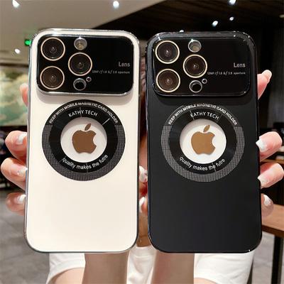 Magnetic Wireless Charging Phone Case For Iphone 14 13 Pro Max 14 Pro 13 Shockproof Lens Protector Plating Matte Glass Cover