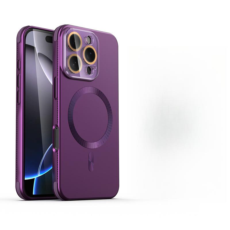 Applicable To Apple 16 Magnetic Suction Mobile Phone Case Crystal Lens Iphone14 Creative Cooling Four Corner Silicone Anti-fall