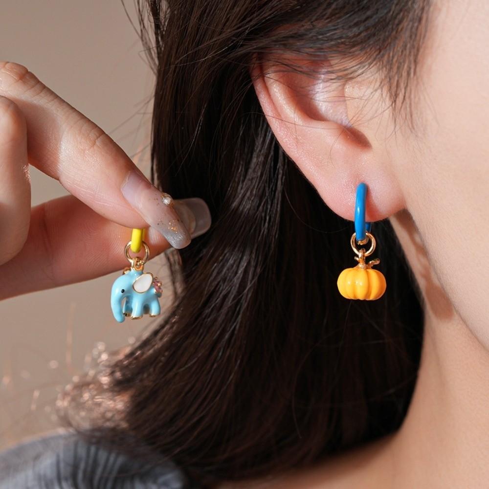 Acrylic Zinc Zinc Alloy Elephant Pumpkin Stud Earrings Halloween Halloween Pendant Jewelry  Girl