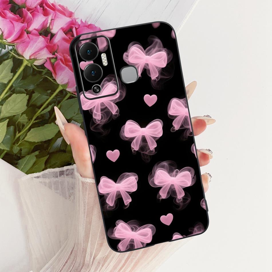 For Infinix Hot 12 Play 12i Cute Flower Butterfly Cat Painted Case For Infinix Hot12i 12Play Black Silicone Soft Phone Cases