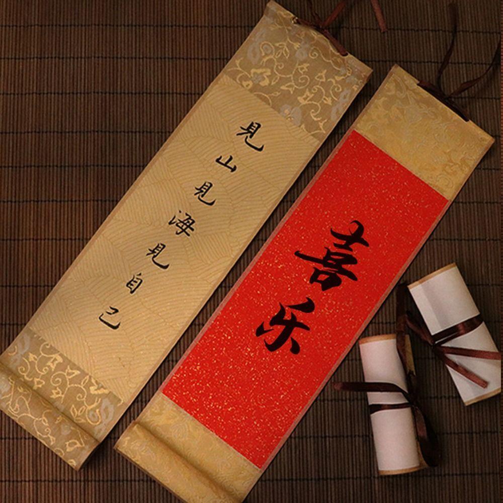 Self-made Gifts Gilded Rice Paper Scroll Calligraphy Mounting Scroll  Office Home Decor