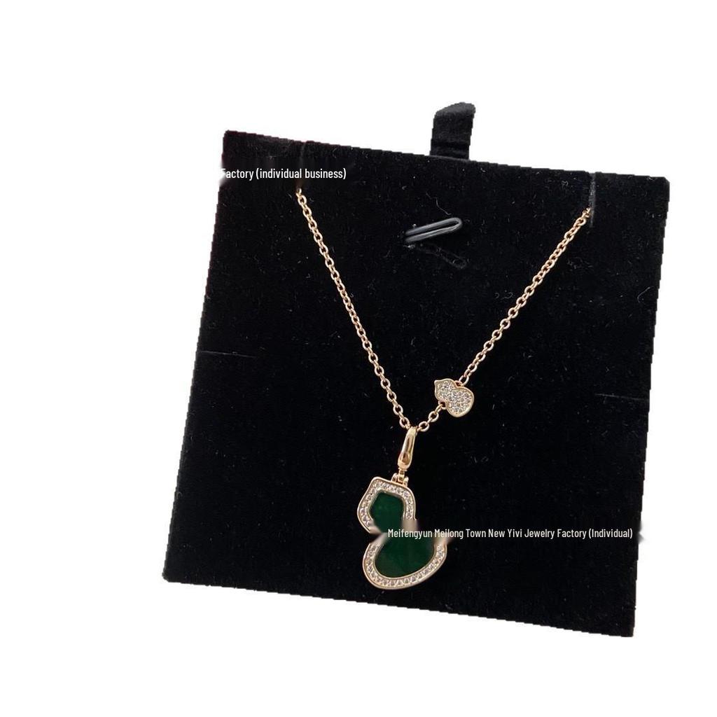 18K Rose Gold-Plated Gourd Necklace: White Mother-of-Pearl Pendant Clavicle Chain