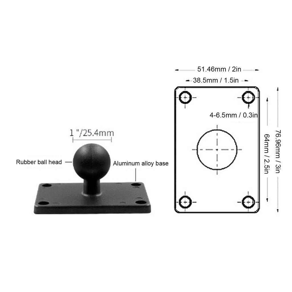 1 Inch Ball Mount Universal Aluminum Alloy AMPS Square Plate with AMPS Hole for RAM Mounts B Size Ball Double Socket Arms