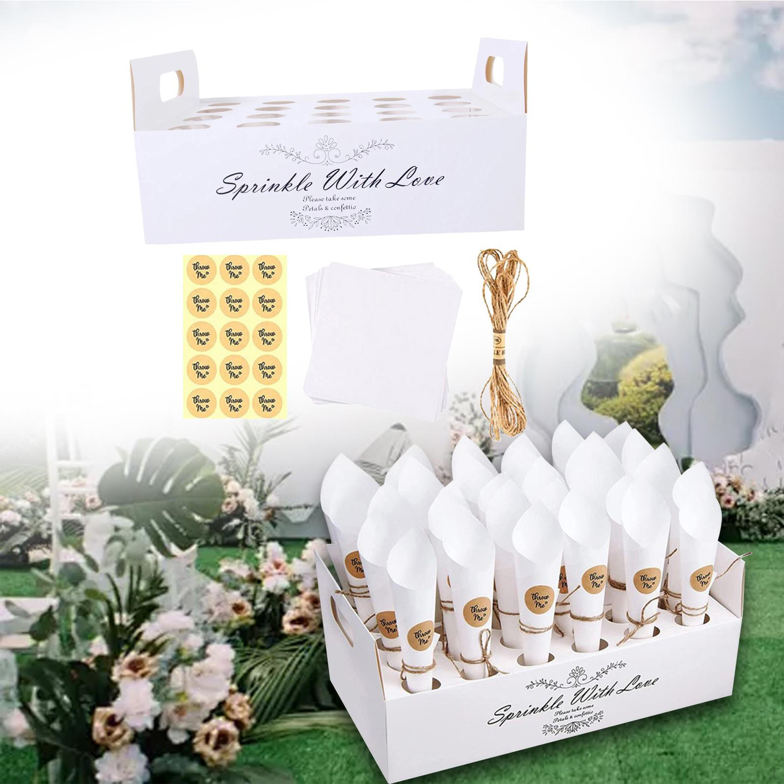 

Конусный лоток с конфетти, стенд, коробка, коробка для букета, полый держатель ручной работы, свадебное украшение White and 20 Holes