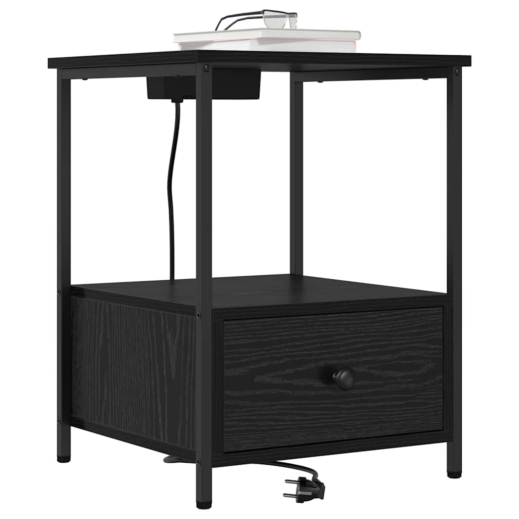 Nightstand Black Oak Look 42 x 41 x 56 cm Engineered Wood