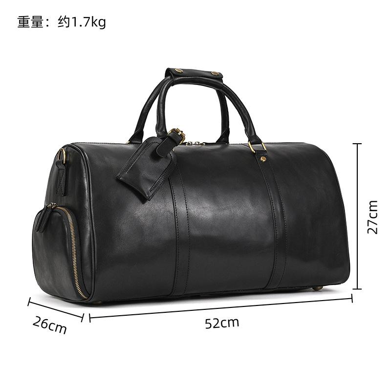 Retro Leather Travel Bag 50Cm Men'S Fitness Luggage Bag Single Shoulder Oblique Span Bag With Shoe Space Cowhide Luggage Bag