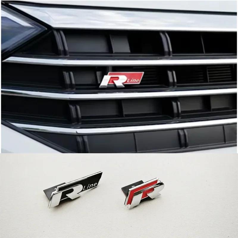 AABLC1 3D Metall Auto Logo R RLine Kühlergrill Emblem Abzeichen Aufkleber für Volkswagen VW Golf R R32 MK7 MK7.5 MK8 Polo GTI GLI Zubehör