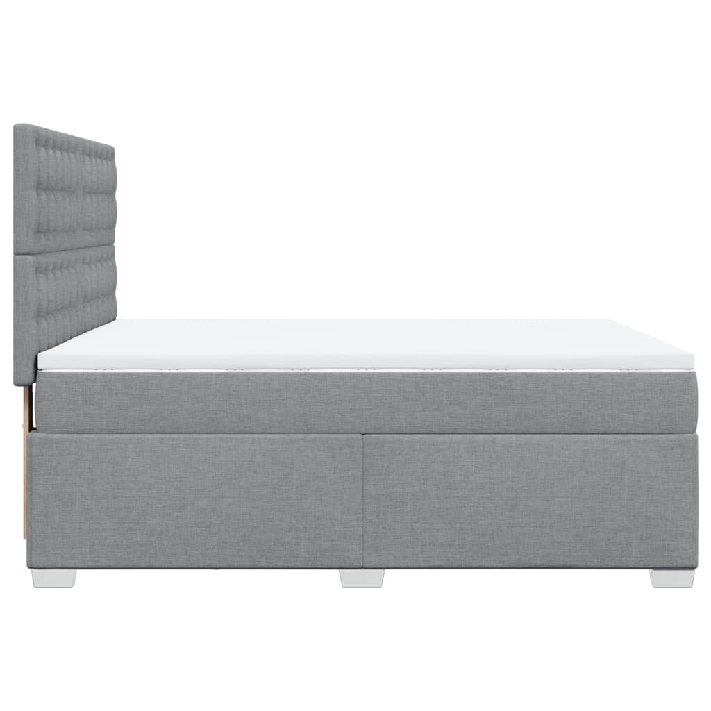 Box Spring Bed with Mattress Light Grey 140 x 190 cm Fabric