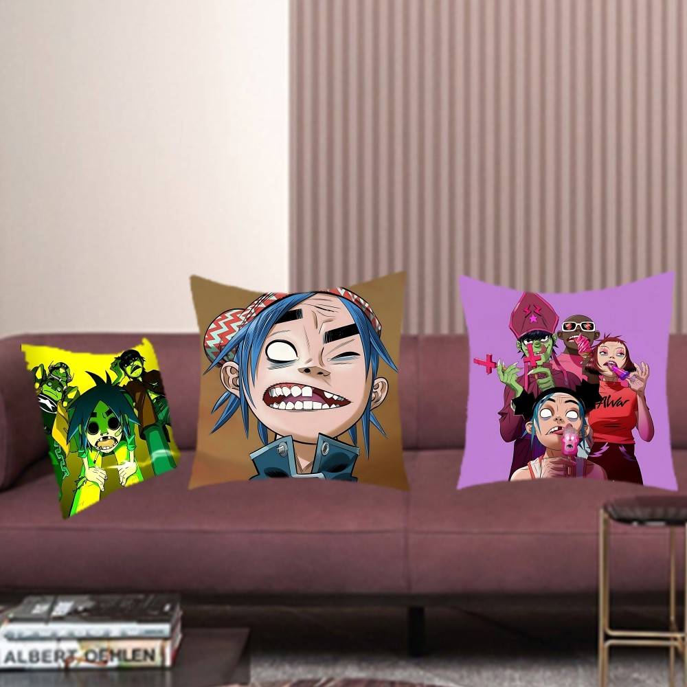 Band B-Gorillaz-W Örngott Kuddfodral Mjukt Sött Prydnadskudde För Bil Soffa Örngott Polyester Med Dragkedja