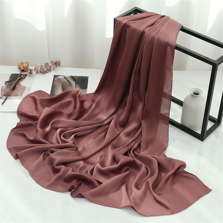 Headscarf Solid color silk scarf Basic versatile scarf Women's smooth crepe travel scarf Xizang travel shawl