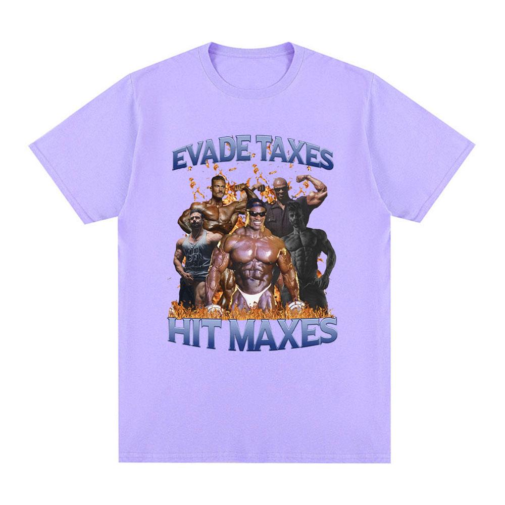 Vyhýbejte se daním Hit Maxes Gym Meme Grafické tričko Pánská móda Hip Hop Vintage Trička s krátkým rukávem 100% bavlna Tričko Nadměrné
