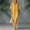 Long Sleeve V-Neck Flowy Maxi Dress with Side Slit In Multiple Colors