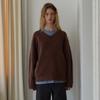 NOEUD Woolly V-Neck Sweater (Brown)
