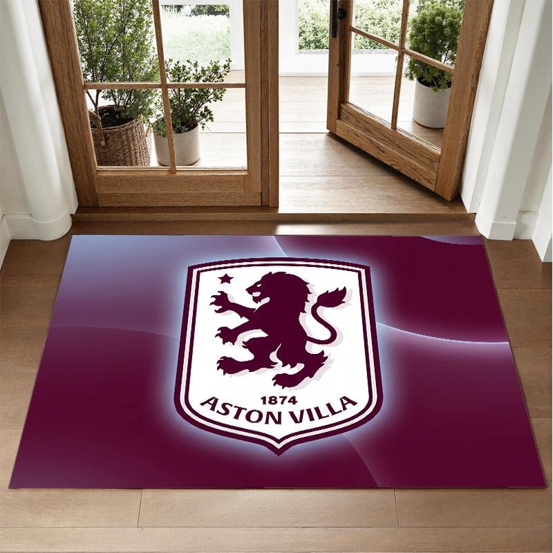 Aston Villa Football Design Crystal Velvet Rug Soft Decorative Mat for Bedroom Entrance