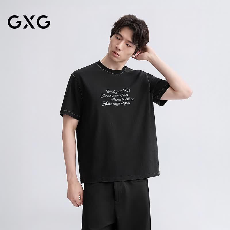 GXG Men s Washed Round Neck Short Sleeve T-Shirt 2XL