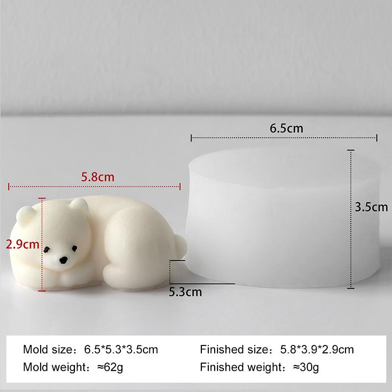 

3D Форма для ароматической свечи в виде белого медведя, ручная работа, гипсовая, эпоксидная смола, украшение, силиконовая форма, принадлежности для изготовления свечей из соевого воска