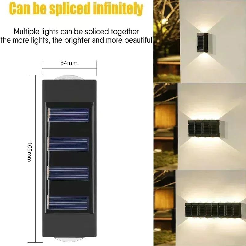 Solar Wall Lights Outdoor Warm/White Solar Wall Mount Porch Lamp Up And Down Lighting For Garden Street Landscape Balcony Patio
