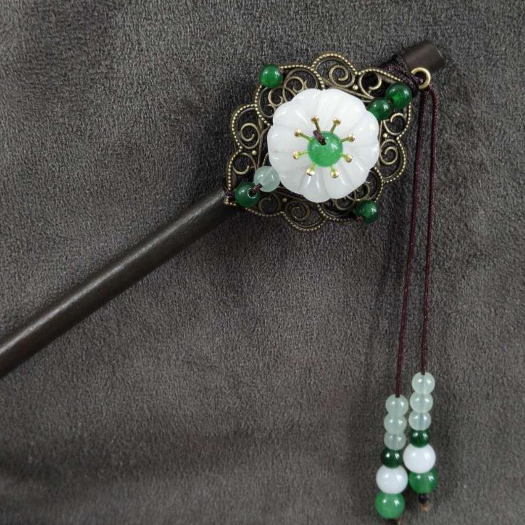 Retro Walking Hairpin, Ancient Hanfu Fringed Headdress, Hairpin, Court Classical Disc Hair, Wooden Hairpin, Hair Accessories