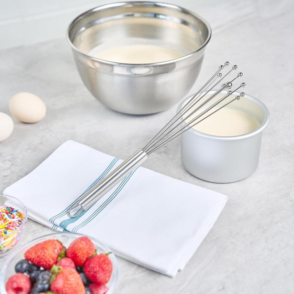 10/12 Inch Kitchen Egg Beater Stainless Steel Ball Mixer Manual Metal Egg Beater for Cooking Mixing Kitchen Necessities