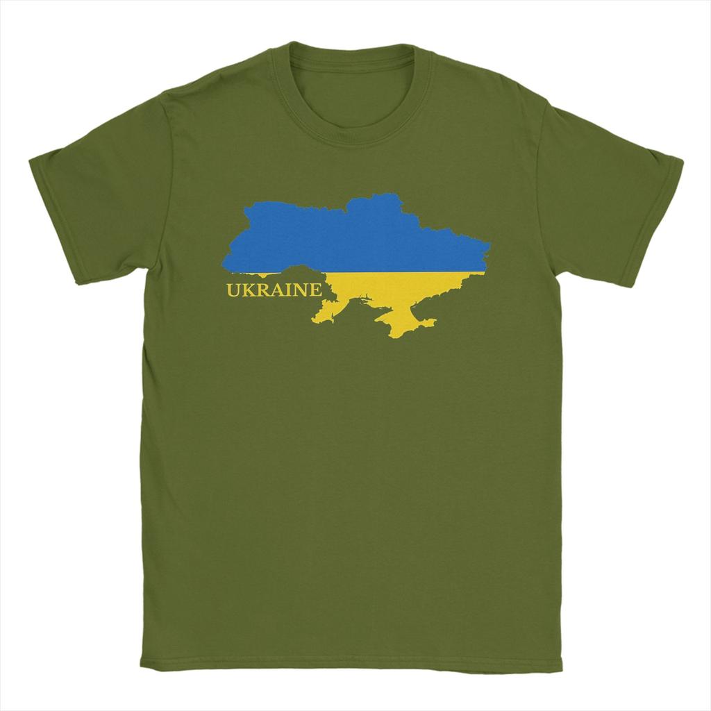 Ukraine Flag Map TShirts Unisex  Creative Pure Cotton Tee Shirt Crew Neck Short Sleeve T Shirts Printed Clothing