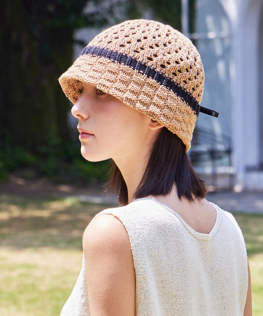 Bajal Vz Long Label Half Punching Bucket Hat Beige