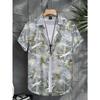 Camicia Hawaiana Morbida da Uomo Estiva con Stampe Vivaci di Foglie della Giungla e Fiori Esotici Collo a Revers Bottoni Top Abbigliamento Unisex Oversize