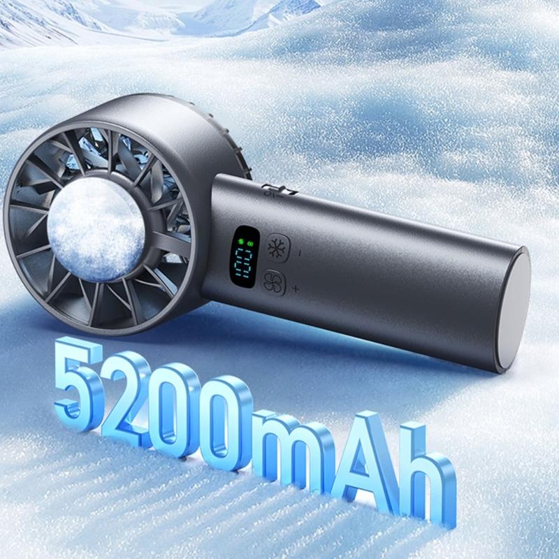 Multifuntional Digital Display Fan Efficient Cooling Fan 5200mAh Quiet Powerful Fan Plastic Texture for Outdoor Travel
