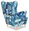 ARI PRINT Scandinavian Family Furniture Wing Chair Turquoise Flowers Leaves