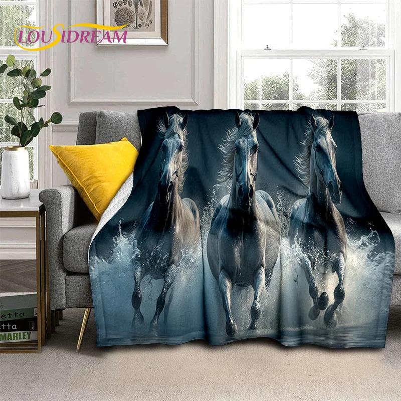 Horse Pentium Gallant Steed 3D Animal Blanket,Soft Throw Blanket for Home Bedroom Bed Sofa Picnic Travel Office Cover Child Gift