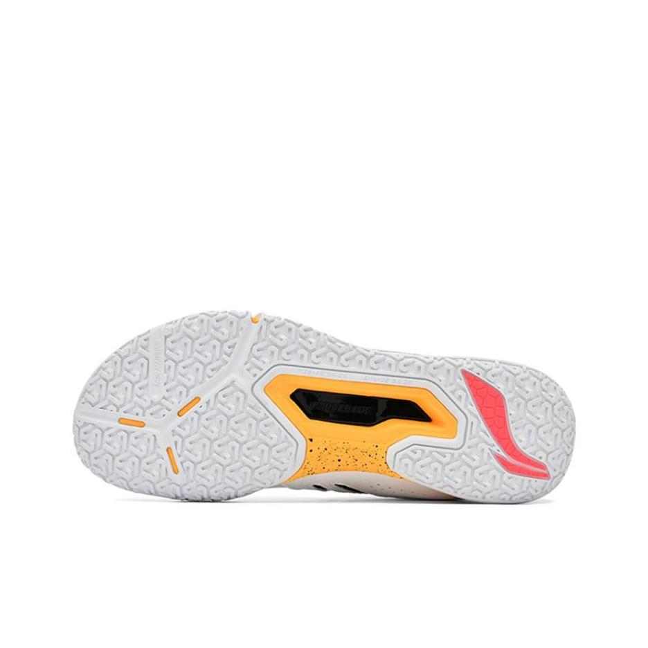 Li-Ning Scarpe da Badminton Unisex Ground Flying II Lite Traspiranti Antiscivolo a Collo Basso Scarpe Bianco Giallo AYTT003-3
