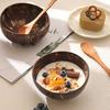 Coconut Bowl with Wood Spoon Natural Dinnerware Handmade Food Safe Bowl for Oatmeal