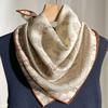 Elegant Beige Paisley Silk Wool Scarf Women Lightweight 60x60cm Square Shawl Winter All-Season Wear