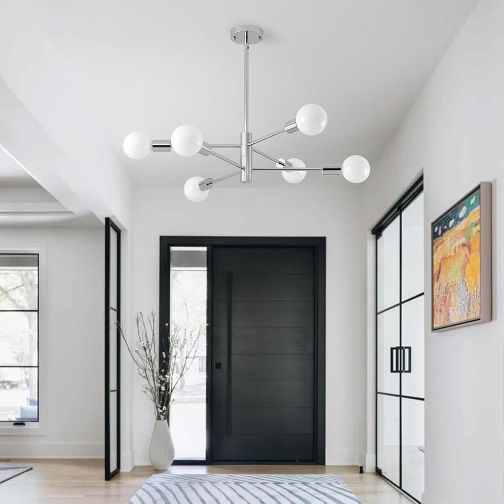 Modern Sputnik Chandeliers Light, 6/8/10/12-Light Chandeliers for Dining Room, Height Adjustable Ceiling Lights Farmhouse Chandelier for Kitchen