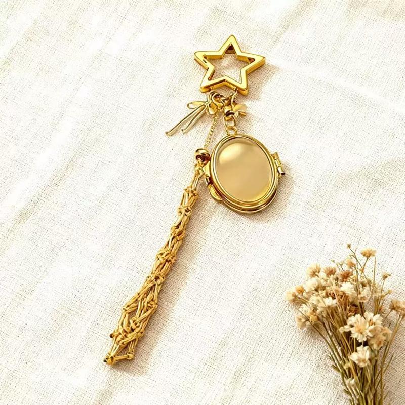 

1pc Lipstick Bag Lip Balm Bag Stainless Steel Interchangeable Keychain Bag Accessories Key Chain Charm Net Pocket B