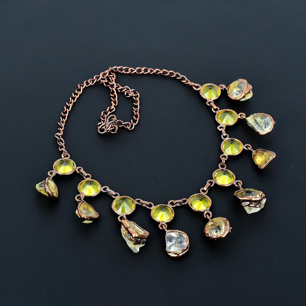 Citrine Necklace, Gemstone Copper Electroformed Jewelry Necklace, Handmade Jewelry, For Anniversary Gift