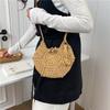 Hand Knitted Bag Women's Lightweight French Artistic Handbag Bucket Woven Shoulder Bag Semicircle Handheld Bag KTB