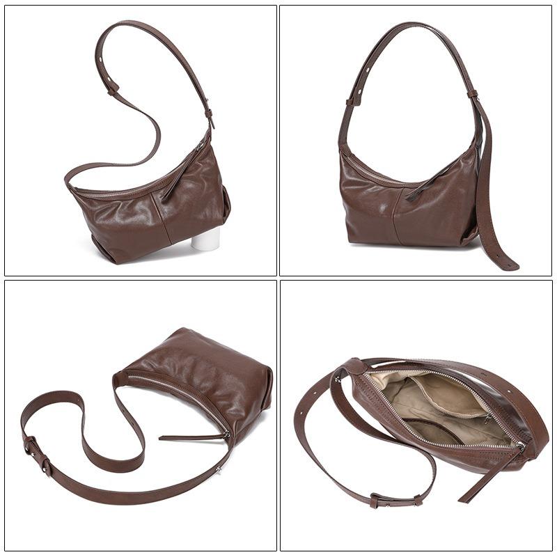 Leather Women's Bags, Armpit Bags, New Retro Messenger Bags, High-end Textured Commuter Bags, Versatile Shoulder Bags.