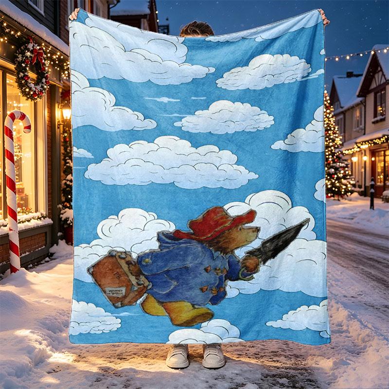 Paddington Bear Pattern Blanket for Home Decoration, Bed, Sofa, Car Travel, Camping, Suitable for All Seasons, Birthday Christmas Gift