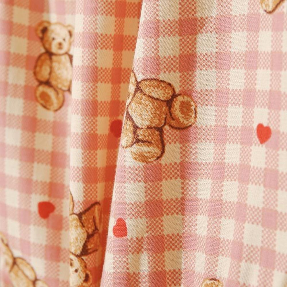 Lunaluz Girl S Sweet Bear Cotton Long Sleeve pajamaS Set