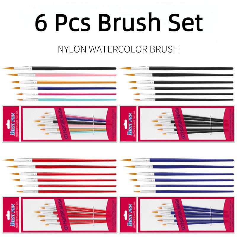 6 pcs sets multi-functional round head art painting plastic rod children DIY paint watercolor gouache oil brush for art lessons