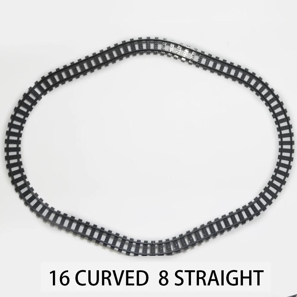 Straight Curved Train Tracks Building Sets DIY 10-100 pcs Kids Toys MOC Bricks City Rail Crossing Accessories