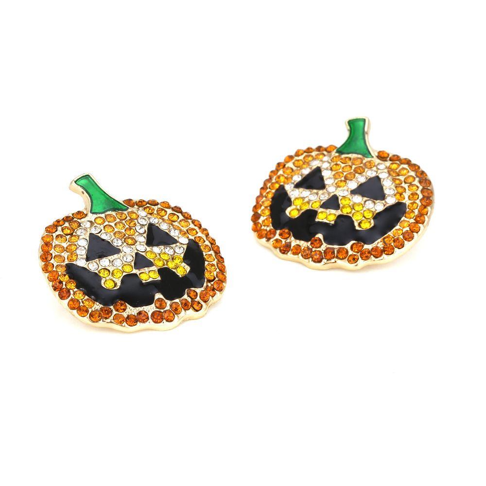 Gift Zinc Zinc Alloy Halloween Ear Stud Rhinestone Pumpkin Earrings Women's Earrings Pumpkin Stud Earrings