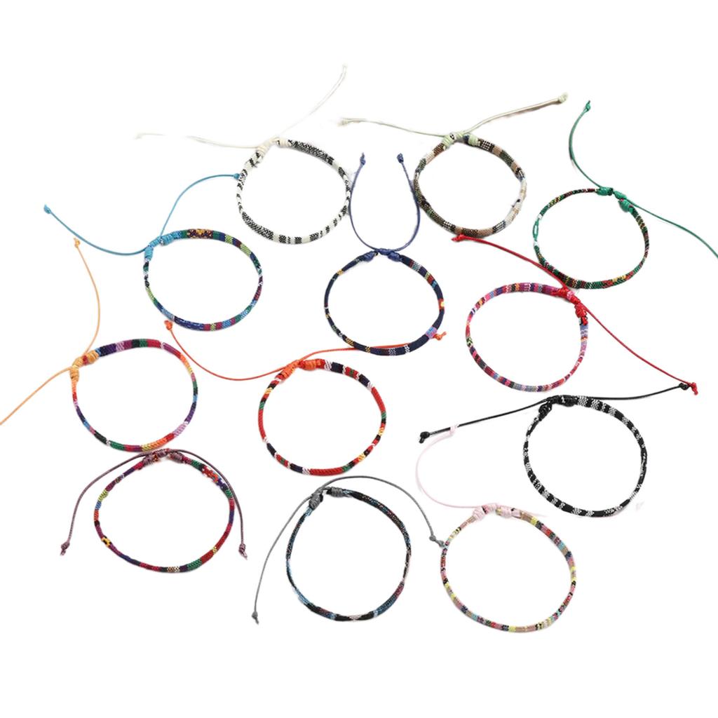 Pack of 12 Bohemian Cotton Linen Woven Bracelet Elegant Bracelets Accessory Wrist Ornament for Fashion Forward Women