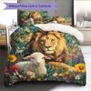 Painted Lion Pattern Bedding Quilt Set  Home Decoration  Gift (1 * duvet cover + 2 * pillowcase  without core)