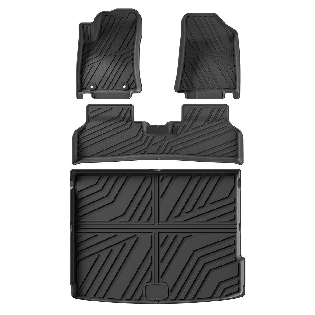 Smabee for Hyundai Kona EV (European Version Only) 2023 2024 TPE 3D Floor Mats Cargo Liner Trunk Pad All Weather Black Carpet